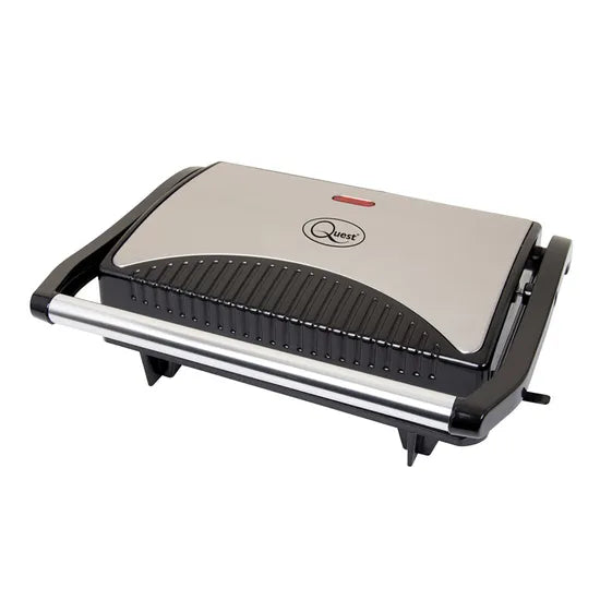 QUEST Griddles & Grill Pans Quest Compact Panini Grill - Black/Silver | 34340 IRWINS MEGASTORE