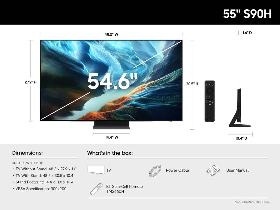 Samsung OLED 55" S90H Glare Free Vision AI Smart TV (2026) | QE55S90HAEXXU