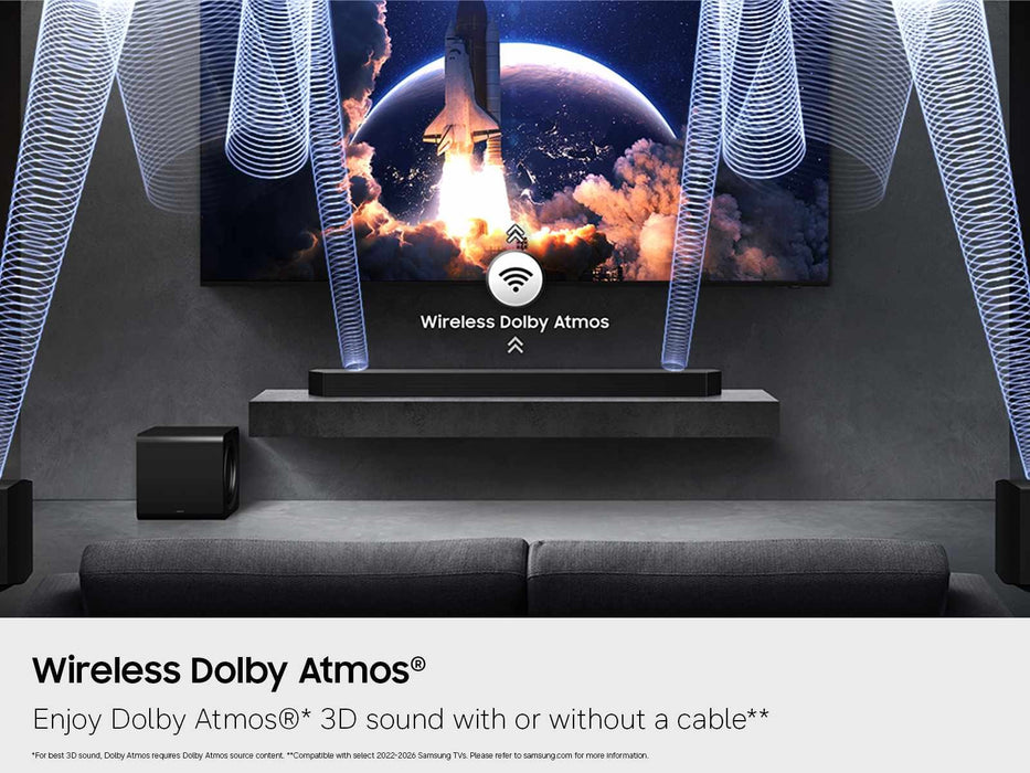 Samsung Q-Series HW-Q990H 11.1.4ch Dolby Atmos Soundbar with Wireless Subwoofer and Rear Speakers - Black | HW-Q990H/XU