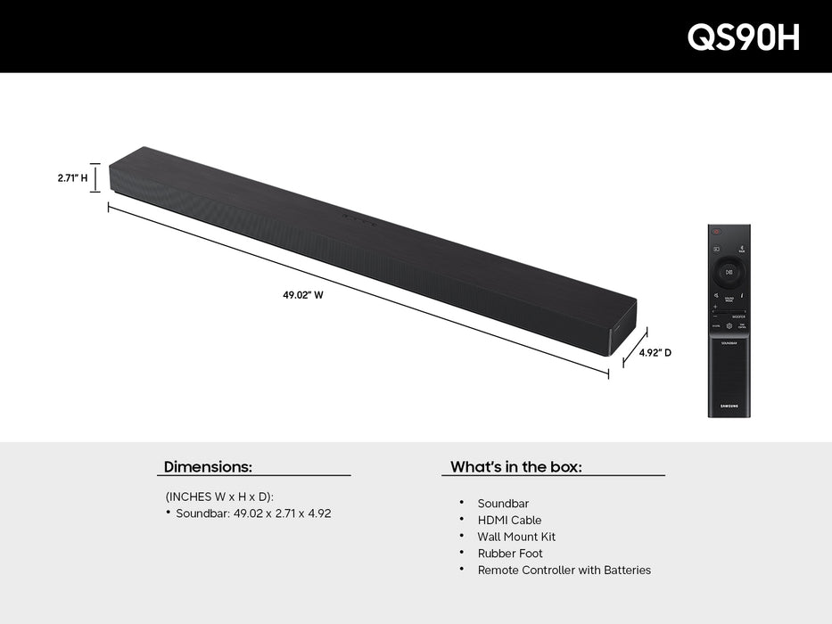 Samsung Q-Series HW-QS90H 7.1.2ch All-in-One Dolby Atmos Soundbar - Graphite Black | HW-QS90H/XU