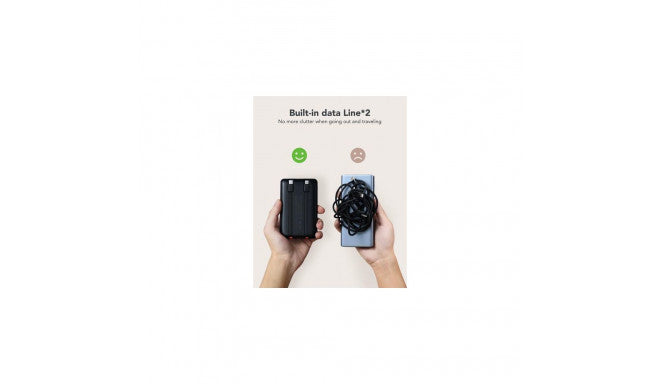VEGER 10000 mAh Powerbank PD20W with Bulit-in Cables - Black | W1170