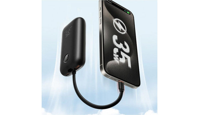 VEGER 10000 mAh Powerbank with Built-in Cables Type C / Lightning - Black | W1188