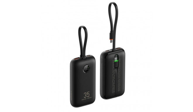 VEGER 10000 mAh Powerbank with Built-in Cables Type C / Lightning - Black | W1188