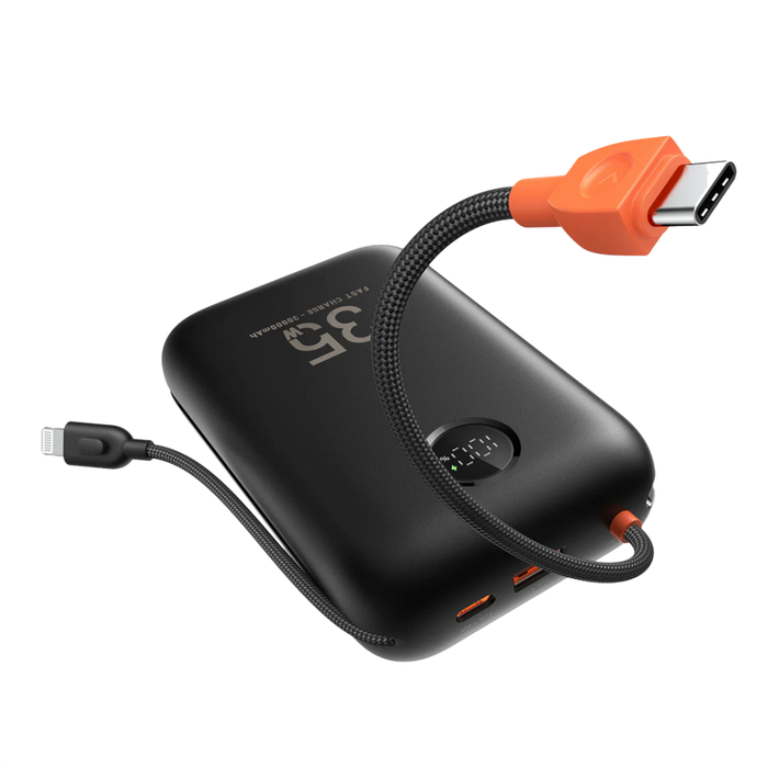 Veger K3 30000mAh 35W PD Power Bank with Built-in USB-C and Lightning Cables - Black | W3018