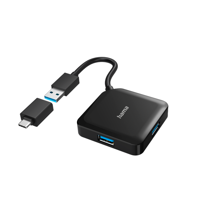 HAMA USB-A/USB-C 4 Port Hub Adapter - Black | 436887