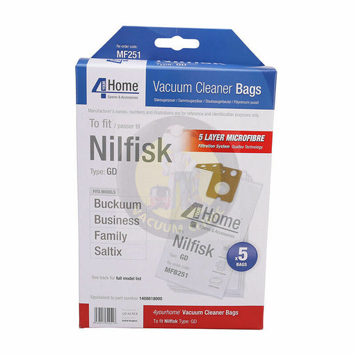 4 YOUR HOME Nilfisk Family/Business Vacuum Cleaner Bags 5 Pack | EXSMFB251
