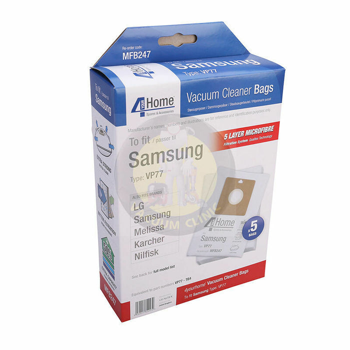 4 YOUR HOME Samsung Replacement Pack of 5 Vacuum Cleaner Bags EXSMFB247 | VAC247