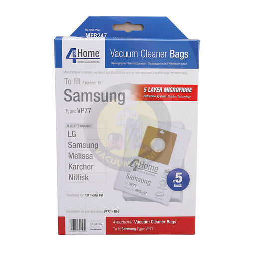 4 YOUR HOME Samsung Replacement Pack of 5 Vacuum Cleaner Bags EXSMFB247 | VAC247