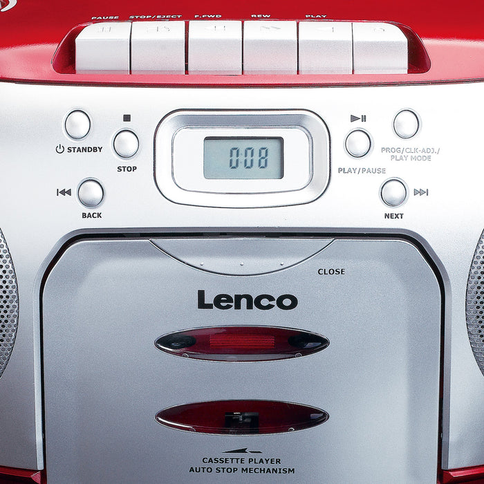 LENCO Portable CD/Cassette Player - Red | SCD-420RD