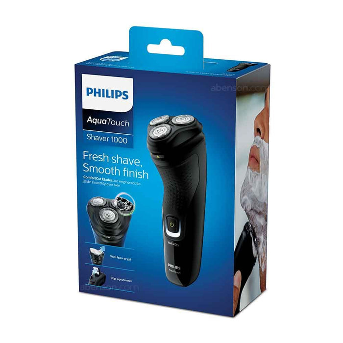 PHILIPS SERIES 1000 Aqua Touch Shaver With Trimmer - Deep Black | S1223/41
