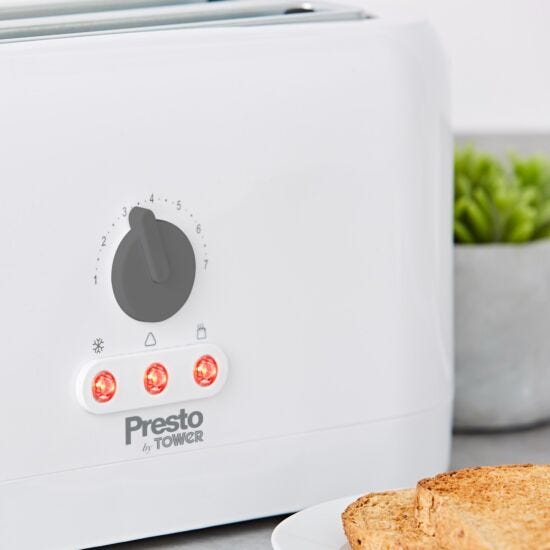 Presto PT20056WHT Long Slot 4 Slice Toaster - White | EDL PT20056WHT