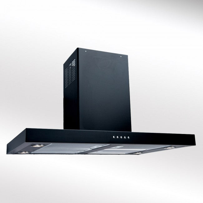 Luxair 90cm Island Cooker Hood - Flat - Black | LA-90-FLT-ISL-BLK