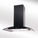 Luxair 70cm Curved Glass Island Cooker Hood - Black with Smoked Black Glass | LA-70-CVD-ISL-BLK