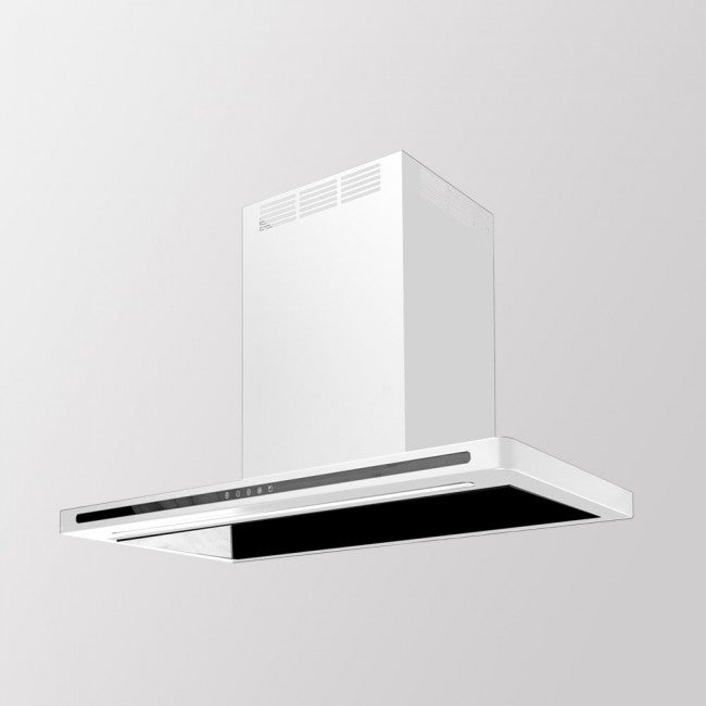 LUXAIR 60cm Premium Slimline Cooker Hood with Black Glass Door, Touch Controls in Gloss White | LA-60-LINEA-WHT