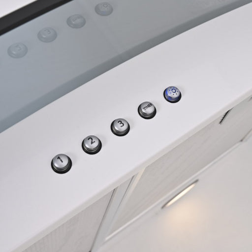 Luxair 90cm Curved Glass Island Cooker Hood - White with Smoked Black Glass || LA-90-CVD-ISL-WHT