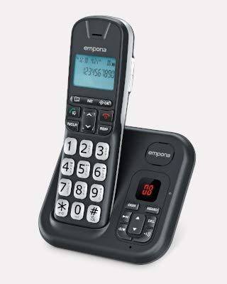 EMPORIA Cordless Amplified DECT Senior Phone with Answer Machine Black/Silver | EDL GD61-AB