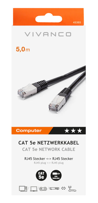 Vivanco 5m Cat5e Network Cable Black | 45365