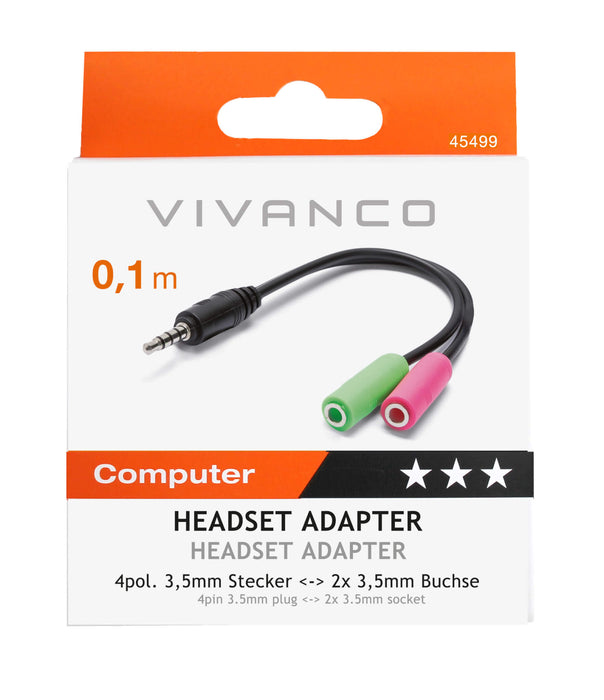 Vivanco Headset Adaptor - Pink & Yello Green| 45499