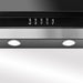 LUXAIR 60cm Angled Cooker Hood in Black with Black Glass Door and Stainless Steel Decorative Strips | LA-60-ISON-BLK