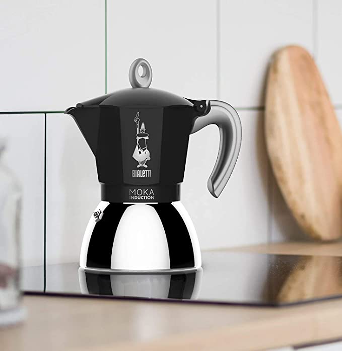 BIALETTI Moka Induction 6 Cup - Espresso Coffee Maker - Aluminium/Steel - Black | EDL 6936
