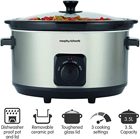 MORPHY RICHARDS 6.5L Ceramic Slow Cooker Stainless Steel | 461013