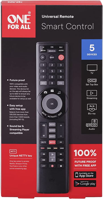 One For All URC7955 Smart 5 Universal Remote Control | EDL URC7955