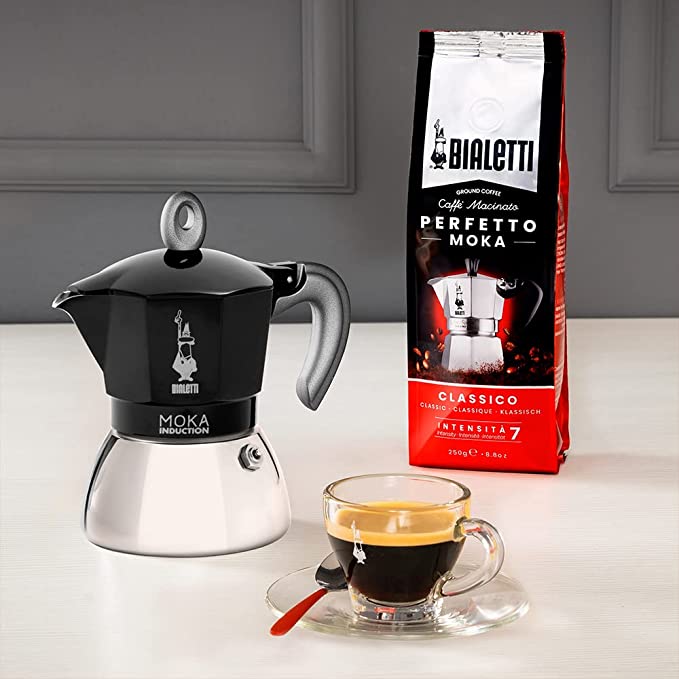 BIALETTI Moka Induction 4 Cup - Espresso Coffee Maker - Aluminium/Steel - Black | EDL 6934