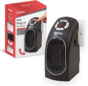 BENROSS PTC Plug-in 400W Heater 12Hr Timer - Black | 41499