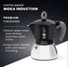 BIALETTI Moka Induction 6 Cup - Espresso Coffee Maker - Aluminium/Steel - Black | EDL 6936
