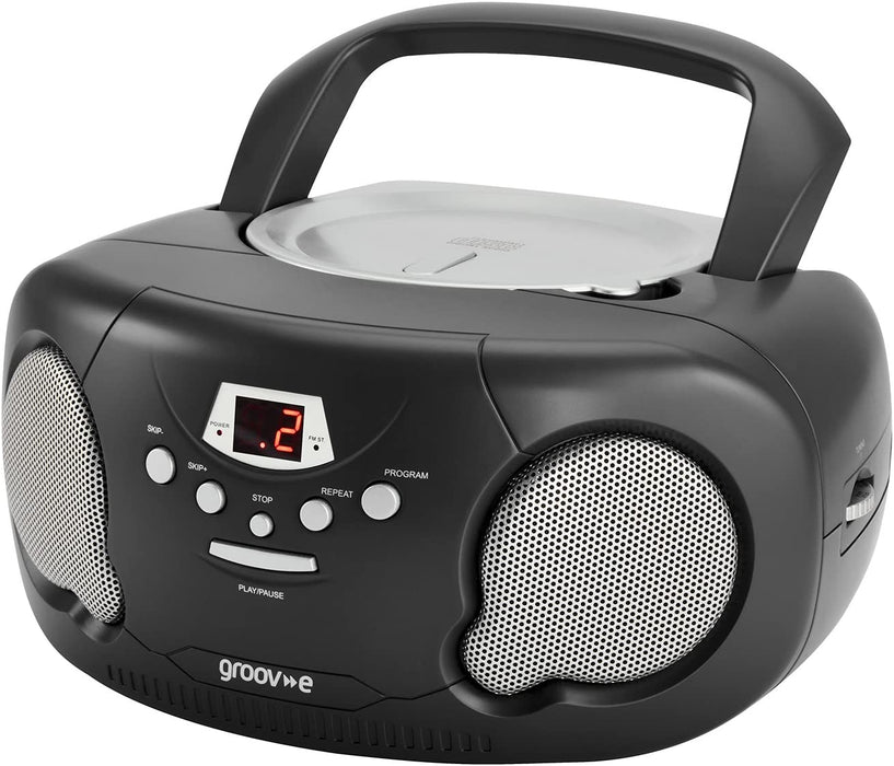 GROOV-E Original Boombox Portable CD Player with Radio - Black | EDL GVPS733/BK