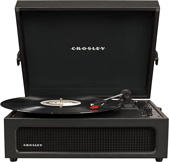 Crosley CR8017B-BK Voyager Portable Turntable with Bluetooth Receiver and Built-in Speakers – Black | EDL CR8017B-BK