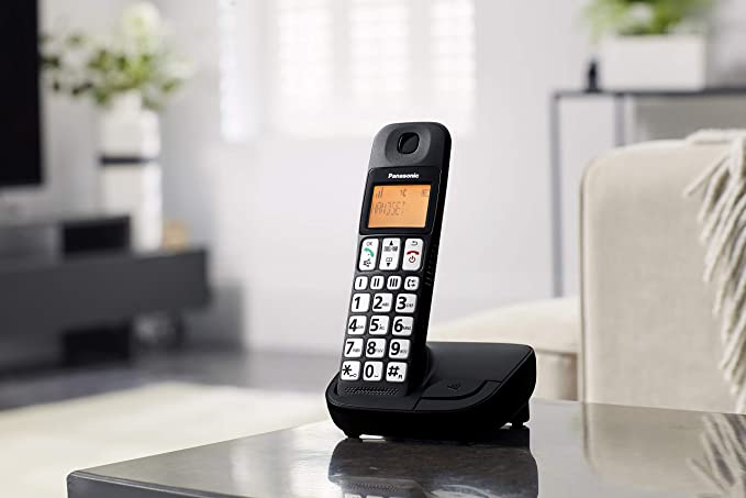 Panasonic Big Button DECT Cordless Telephone (Twin Handset Pack) - Black | KX-TGE112
