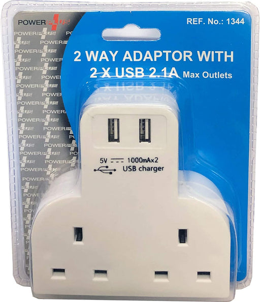 POWERPLUS 2 Way adaptor with 2 x USB 2.1A | 1344