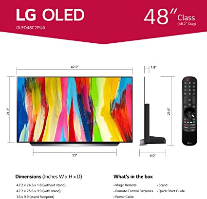LG C2 48" 4K ULTRA HD HDR OLED SMART TV || OLED48C26LB.AEK