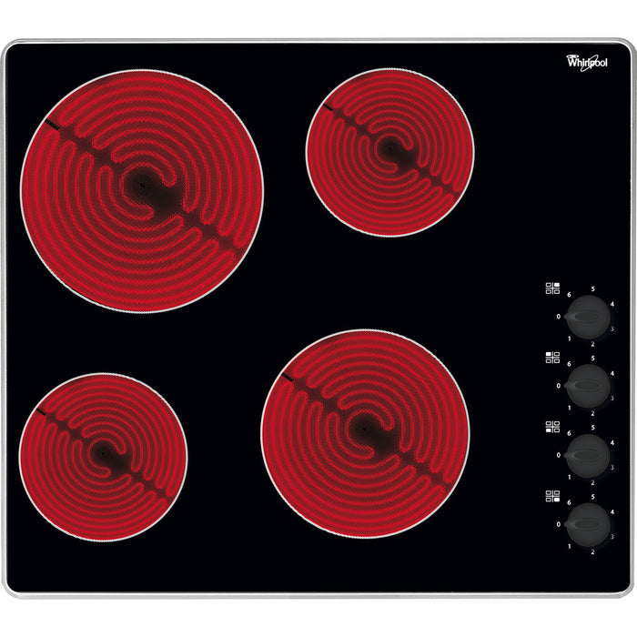 Whirlpool 60cm Ceramic Hob Black Glass Steel | AKM609IX