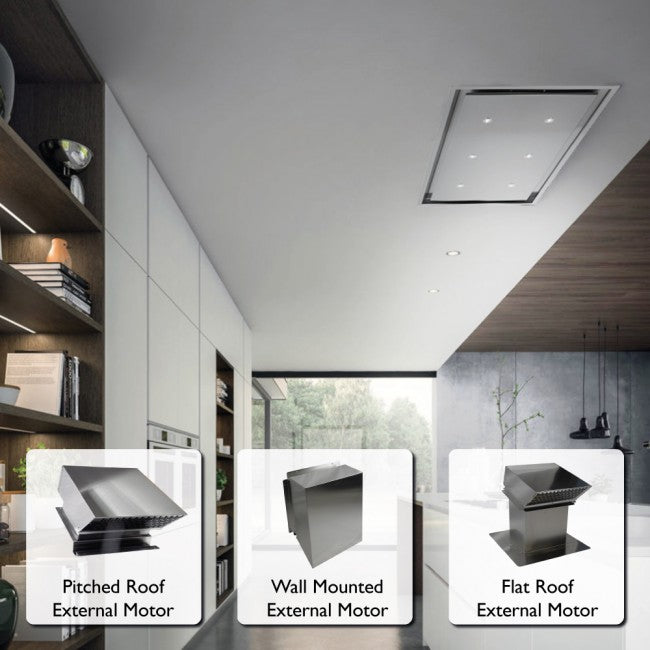 LUXAIR 90cm x 50cm Premium Ceiling Cooker Hood with Pitched Roof External Motor in Stainless Steel | LA-90-ANZI-EXT-SS
