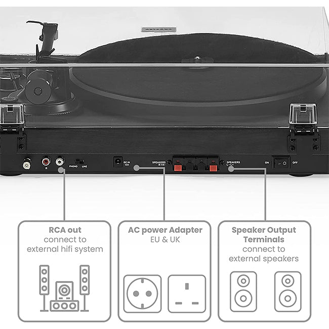 Crosley Bluetooth Record Player with External Speakers - Black | EDL C62C-BK4