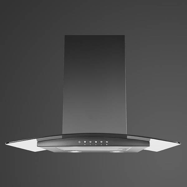 LUXAIR 70cm Budget Curved Glass Cooker Hood In Black LA70ARTISCV