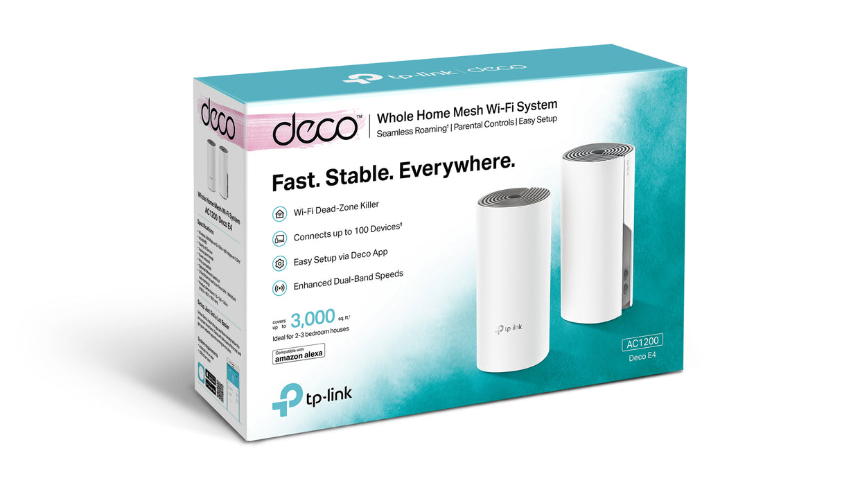 TP-LINK (AC1200) Whole Home Mesh Wi-Fi System White || Deco E4(2-pack)