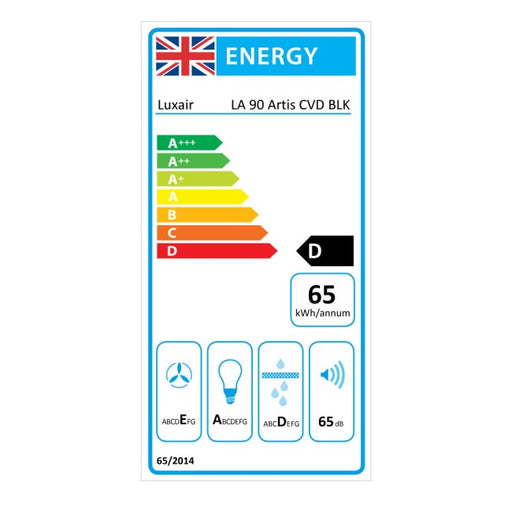 LUXAIR 90cm Budget Curved Glass Cooker Hood In Black || LA-90-ARTIS-CVD-BLK