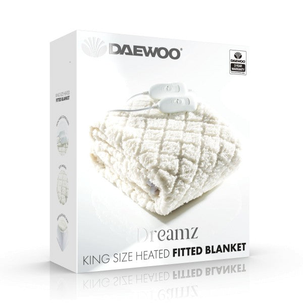 DAEWOO Dreamz King Size Fitted Electric Blanket - White | HEA1836