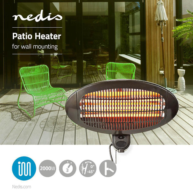 Nedis Wall Mountable Patio Heater 2000W Black | 316908