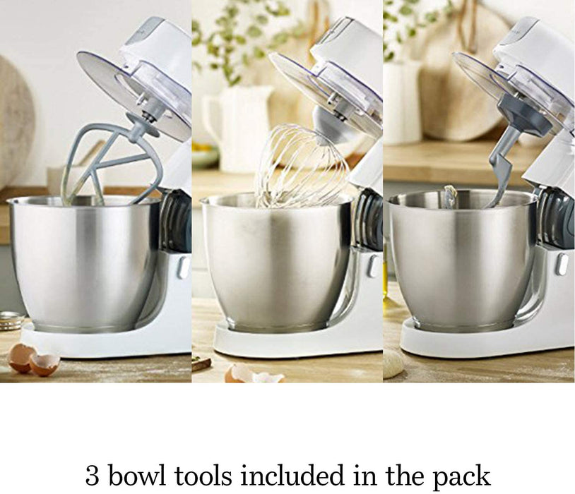 Kenwood Chef Stand Mixer - Stylish food mixer in white with K-beater, dough hook, whisk and 4.6L bowl, 1000W [Energy Class A] | KVC3100W