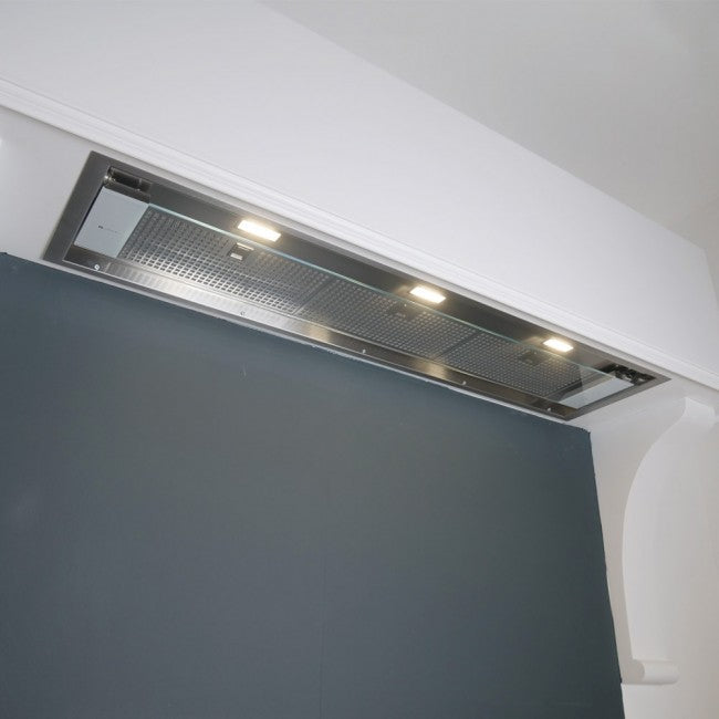 LUXAIR 120cm Premium Flush Fitting Glass Visor Canopy Hood with Touch Controls | LA-120-CAN-TORNIA-SS