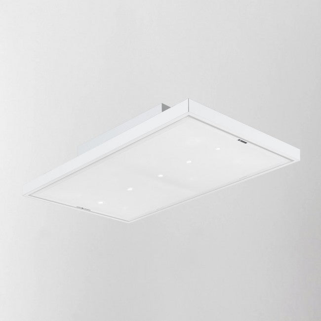 LUXAIR 120cm x 60cm Premiuim Recirculating Ceiling Hood in Gloss White with Ceramic Filter Option | LA-120-NUVOLA-STRATOS-WHT
