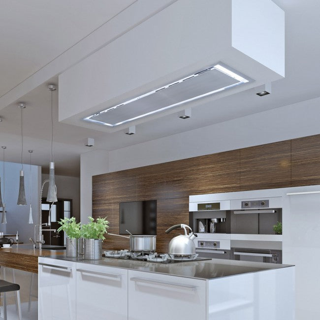 LUXAIR 120cm x 30cm Designer Ceiling Hood in Stainless Steel with Quiet Brushless Motor and Colour Adjustable LED's | LA-120x30-SOFFITTO-SS
