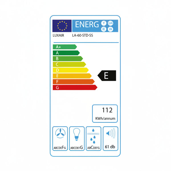 LUXAIR Cooker Hood LUXAIR 60cm Premium Chimney Cooker Hood in Stainless Steel || LA-60-STD-SS IRWINS MEGASTORE