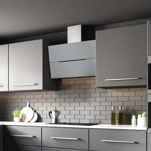 LUXAIR 90cm Angled Cooker Hood with Brushless Motor & Colour Changing LED's in Stainless Steel || LA-90-ASCENTI-SS