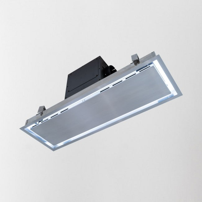 LUXAIR 90cm x 30cm Designer Ceiling Hood in St/St, Quiet Brushless Motor, Colour Adjustable LED's | LA-90x30-SOFFITTO-SS
