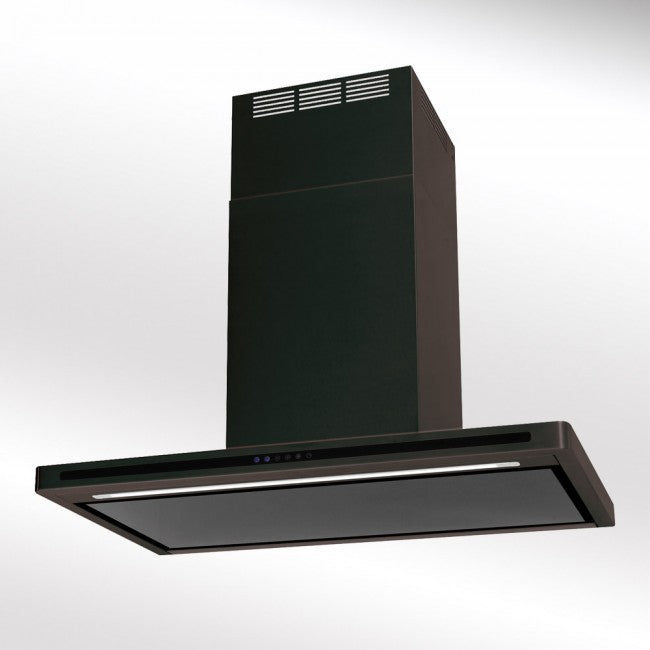 LUXAIR 80cm Premium Slimline Cooker Hood with Black Glass Door, Touch Controls in Matt Black | LA-80-LINEA-BLK